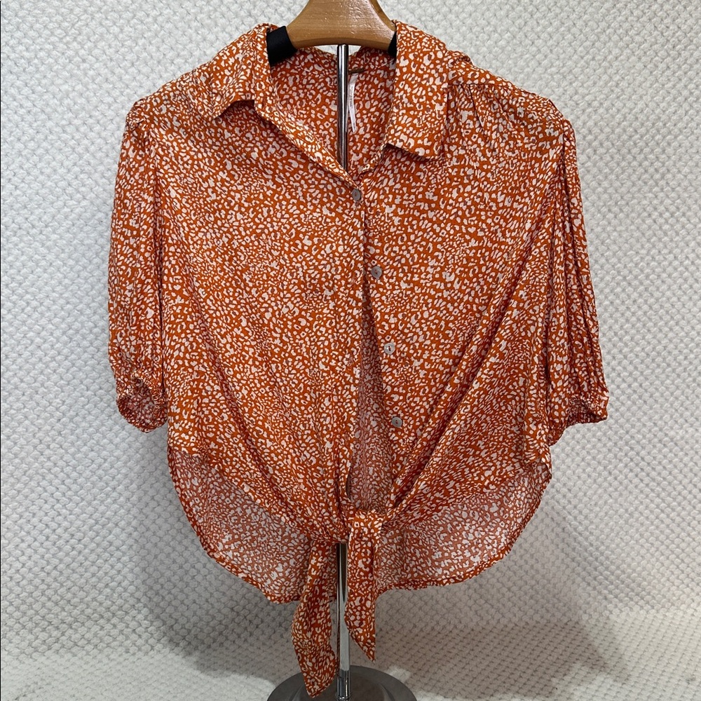 Free people Orange Floral Women's knot top